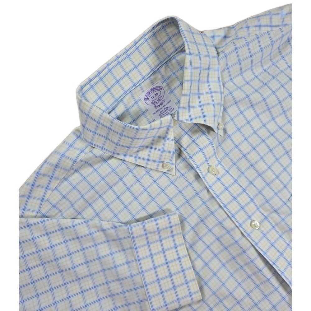 Brooks Brothers Mens Dress‎ Shirt 17-34 Traditional Fit No Iron Stretch